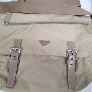 Authentic PRADA Tesutto Tan Beige Shoulder Bag Vintage